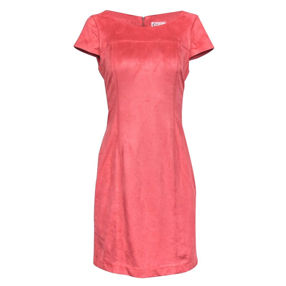 NWT Nanette Lepore Womens Size 6 Soft Red Coral Faux Suede Shift Dress NEW - Picture 3 of 5